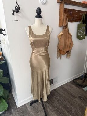 EREZ LEVY Champagne Gold Silky Dress 6